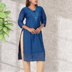 Ethnic Silk Mirror Work Women Kurti