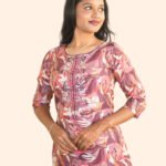 Modal Silk Embroidered Straight Cut Kurti