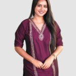 Silk Embroidered Mirror Work Kurti