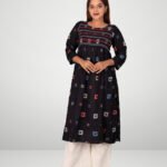 Shirred Gathered Midi Dress Black