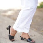 White Cigarette Pants With Lace