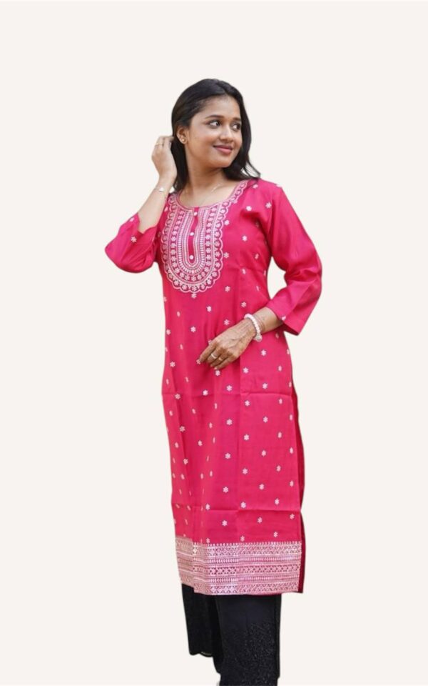 Embroidered Ethnic Silk Women Kurti