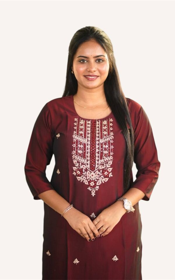 Silk Embroidered Women Kurti