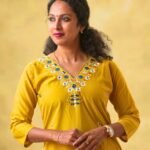 Embroidered Silk Mirror Work Women Kurti