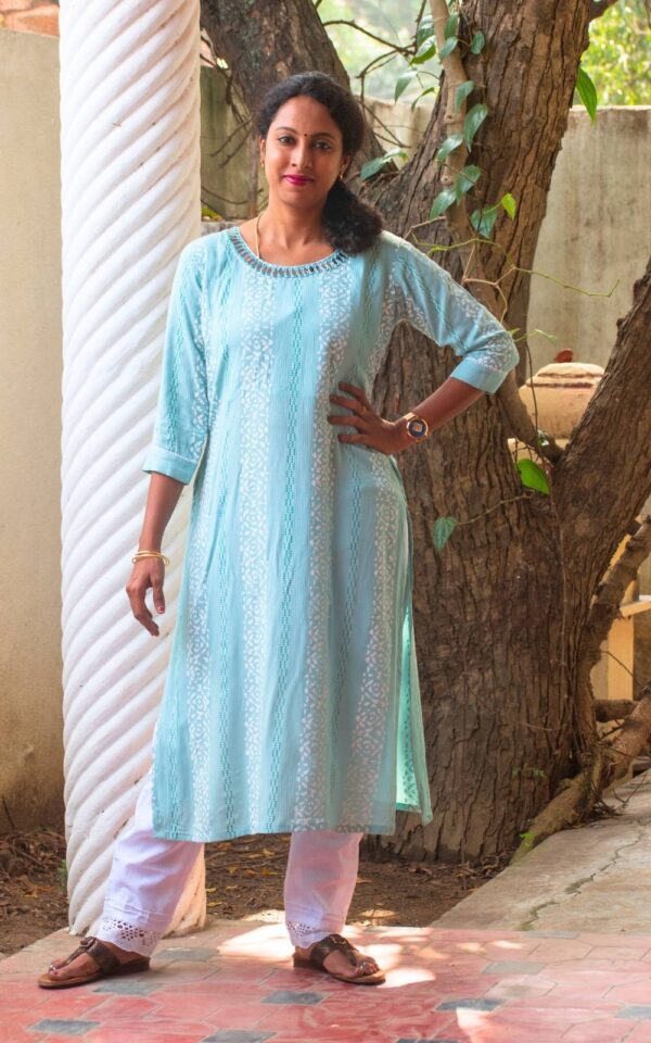 Rayon Mirror Work Women Kurti