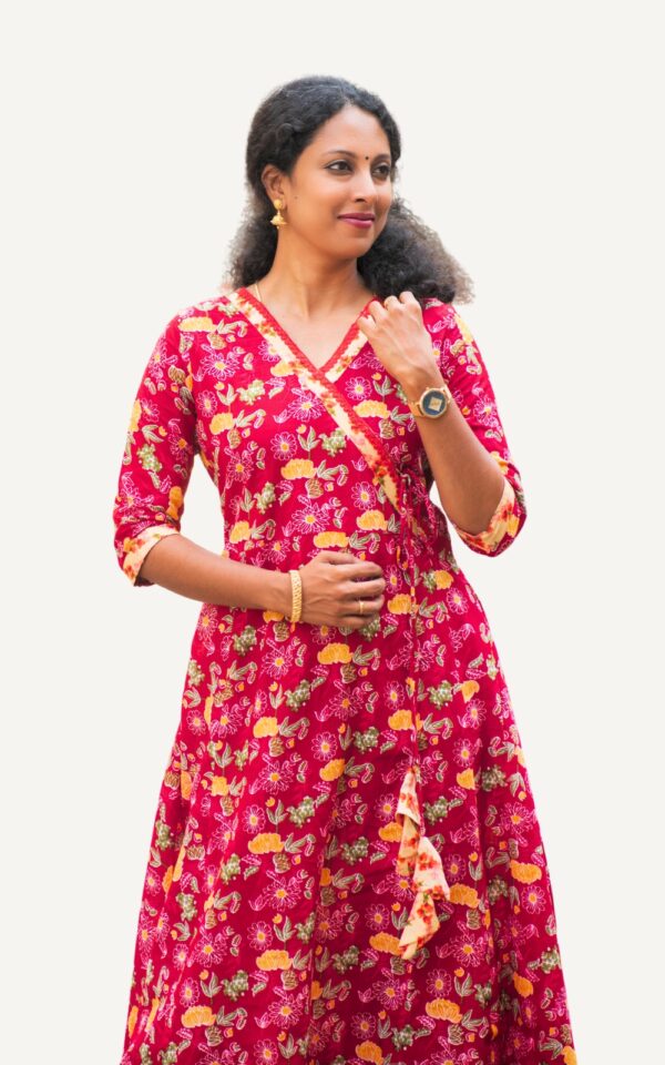 Angrakha Pattern Cotton Anarkali Kurti