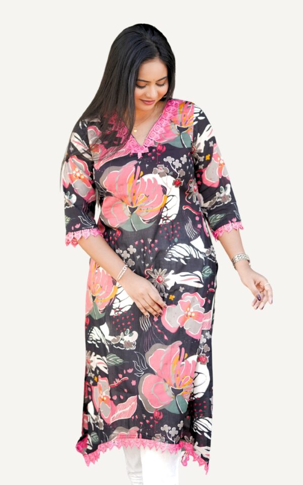 Black Mul Cotton Fish Cut Kurti
