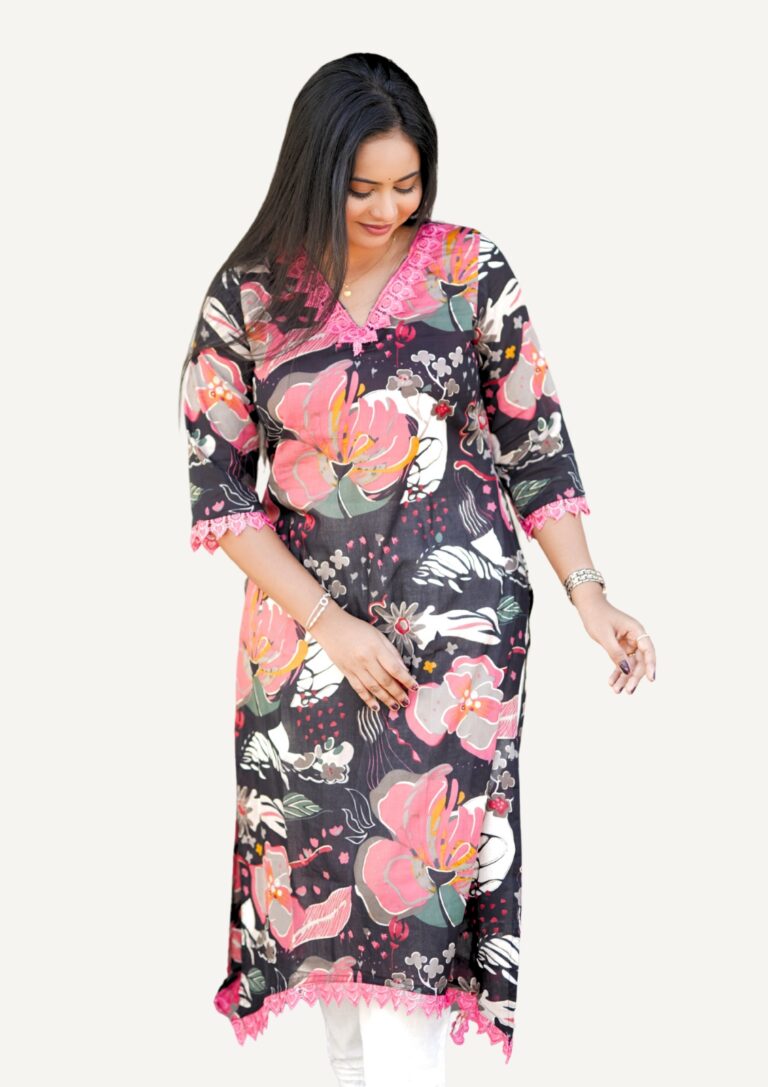 Black Mul Cotton Fish Cut Kurti