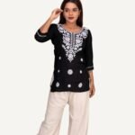 Chikankari Short Top Black