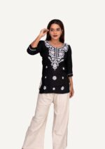 Chikankari Short Top Black