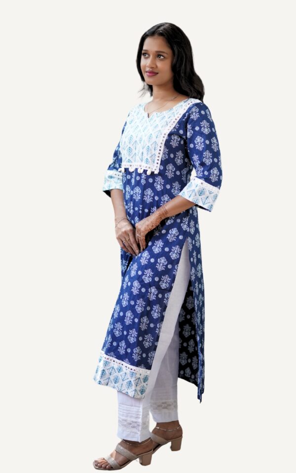 Indigo Cotton Conch bead Kurti