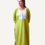 Pista Green Chikankari Straight Cut Cotton Kurti