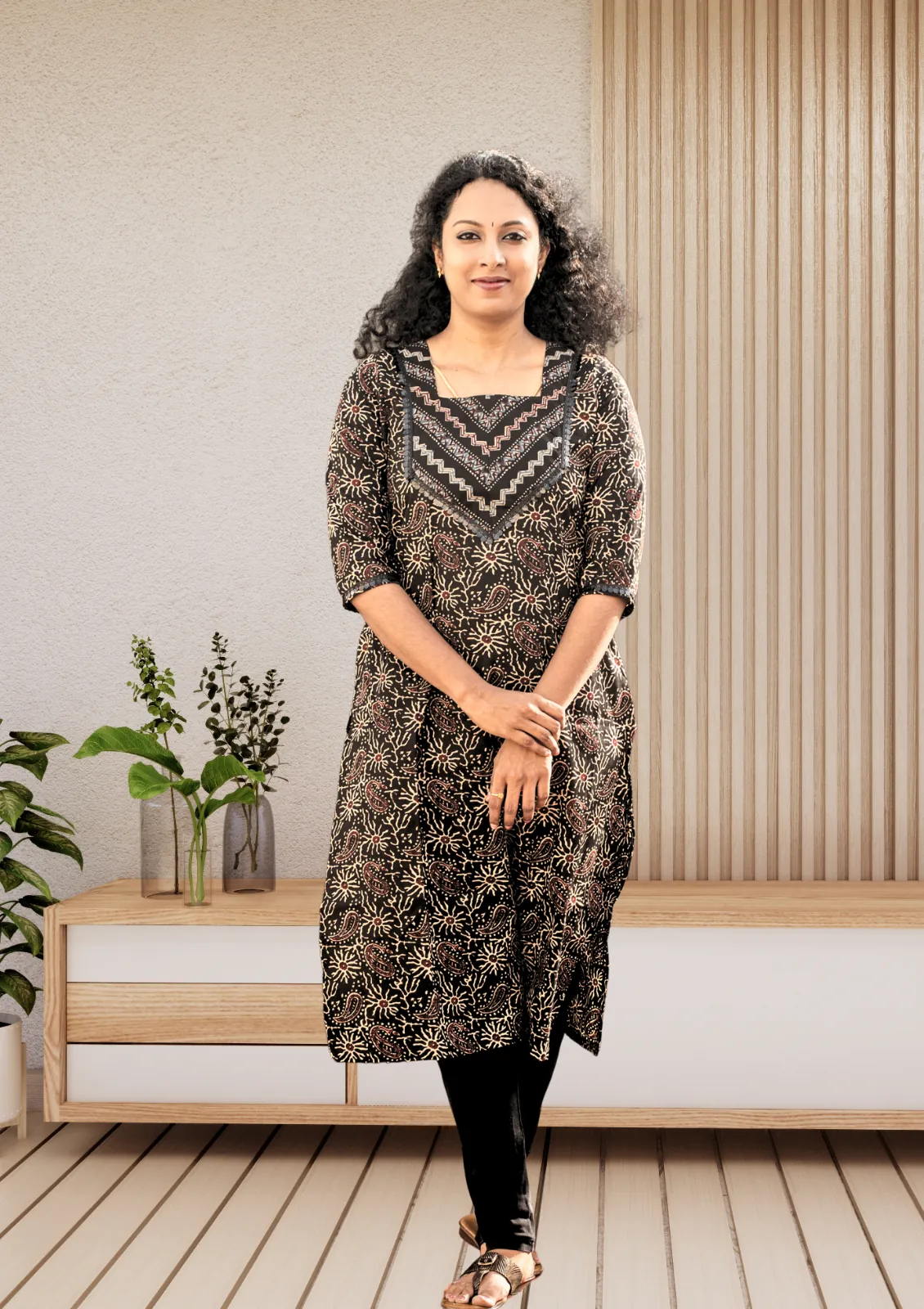 Black Blossom Kurti 52 Black Blossom Kurti - Image 1