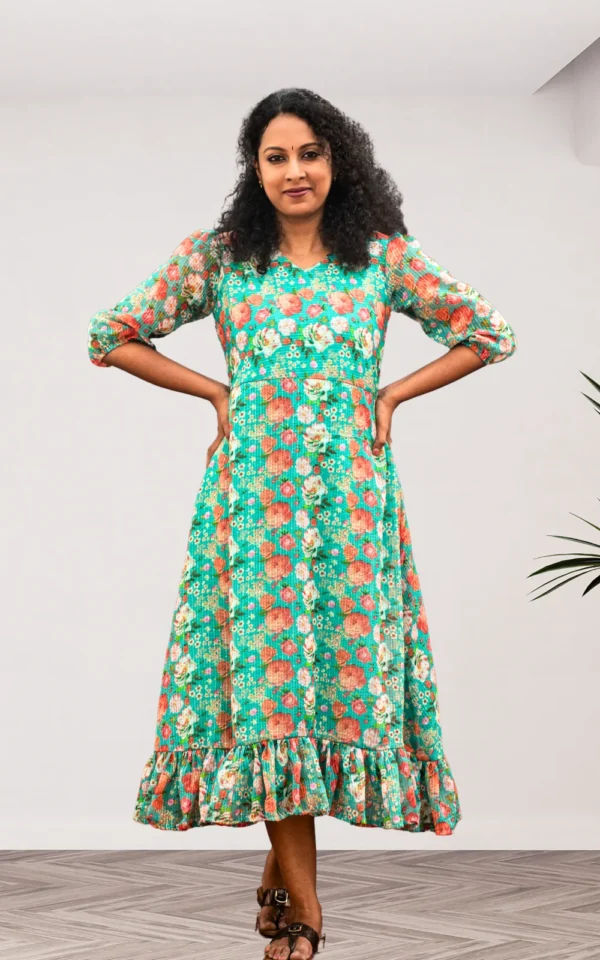 Forest Ruffle Midi Dress