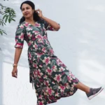 Green Dove Ruffle Midi Dress