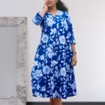 Mist Blue Floral Aline Dress