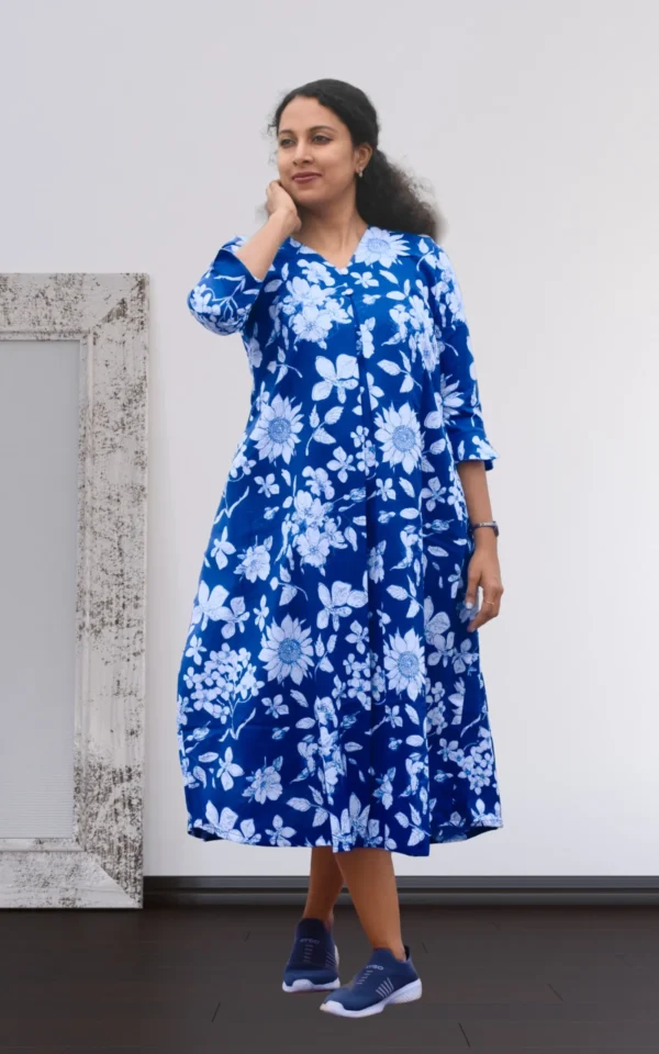 Mist Blue Floral Aline Dress