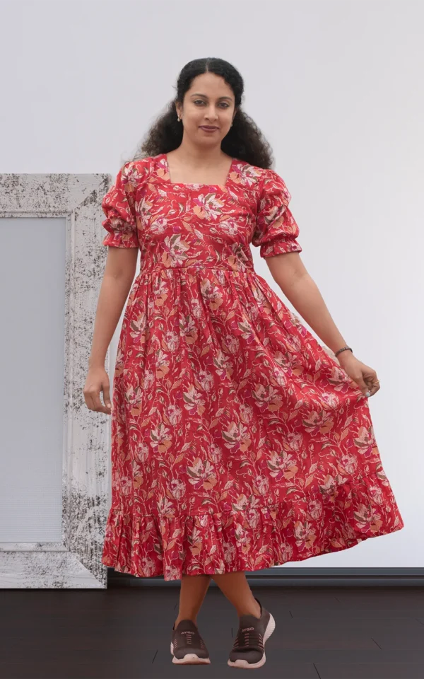 Mist Peach Ruffle Midi Dress