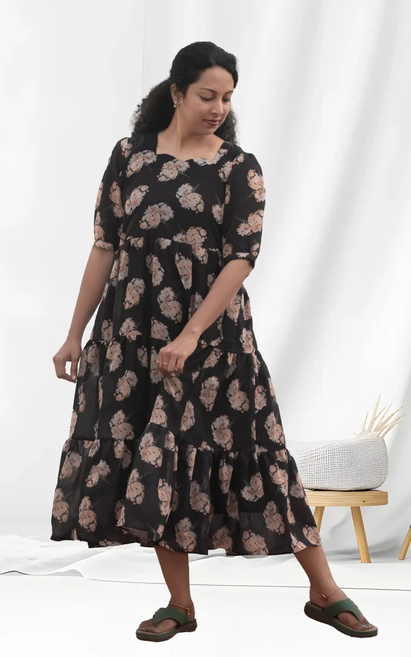 Mugil Floral Georgette Layered Maxi Dress