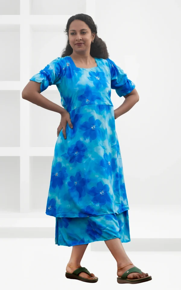 Mugil Blue Tie-Dye Georgette Midi Dress