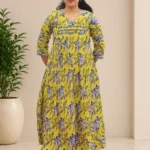 Olive - Lemon Cotton A-line Dress