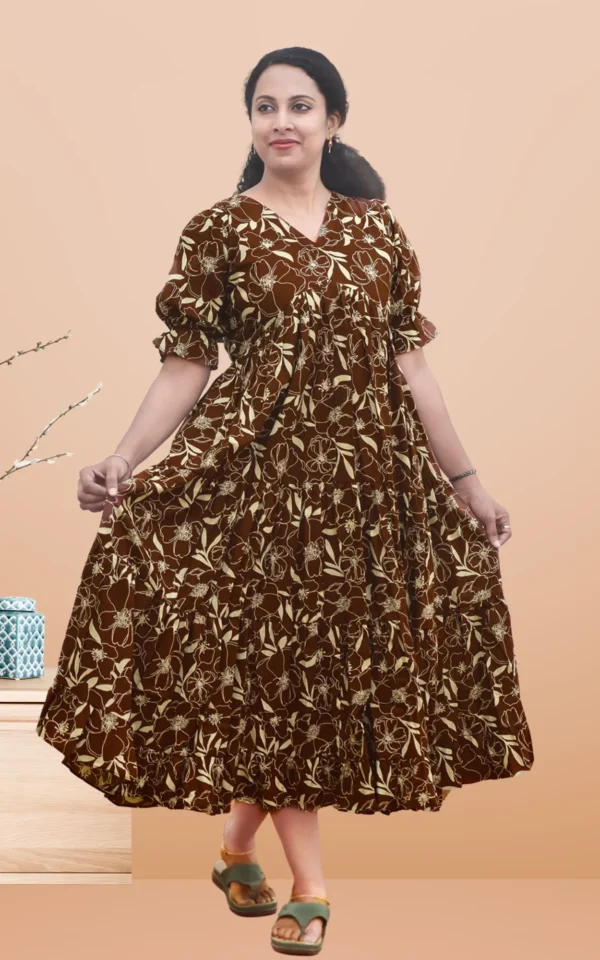 Olive Honey Cotton Tiered Maxi Dress