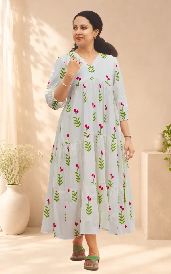 Olive - Snow Cotton Tiered Maxi Dress