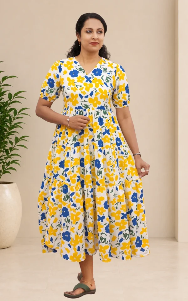 Mugil Pearl Georgette Tiered Maxi Dress